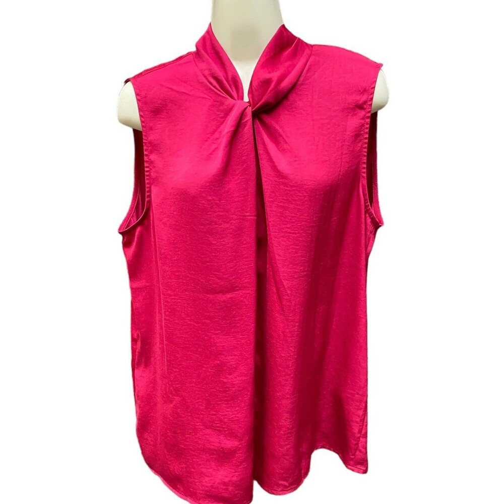 Banana Republic wine Burgundy silky satin Sleeveless Knot Blouse size Large L